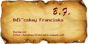 Böcskey Franciska névjegykártya